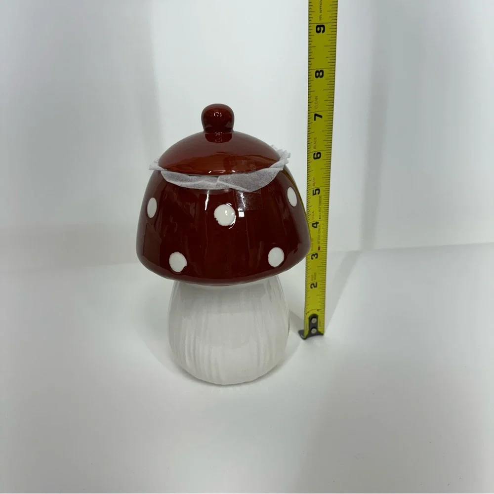 Ceramic Mushroom Canister Reddish Brown & Off White Food Safe New Nwt